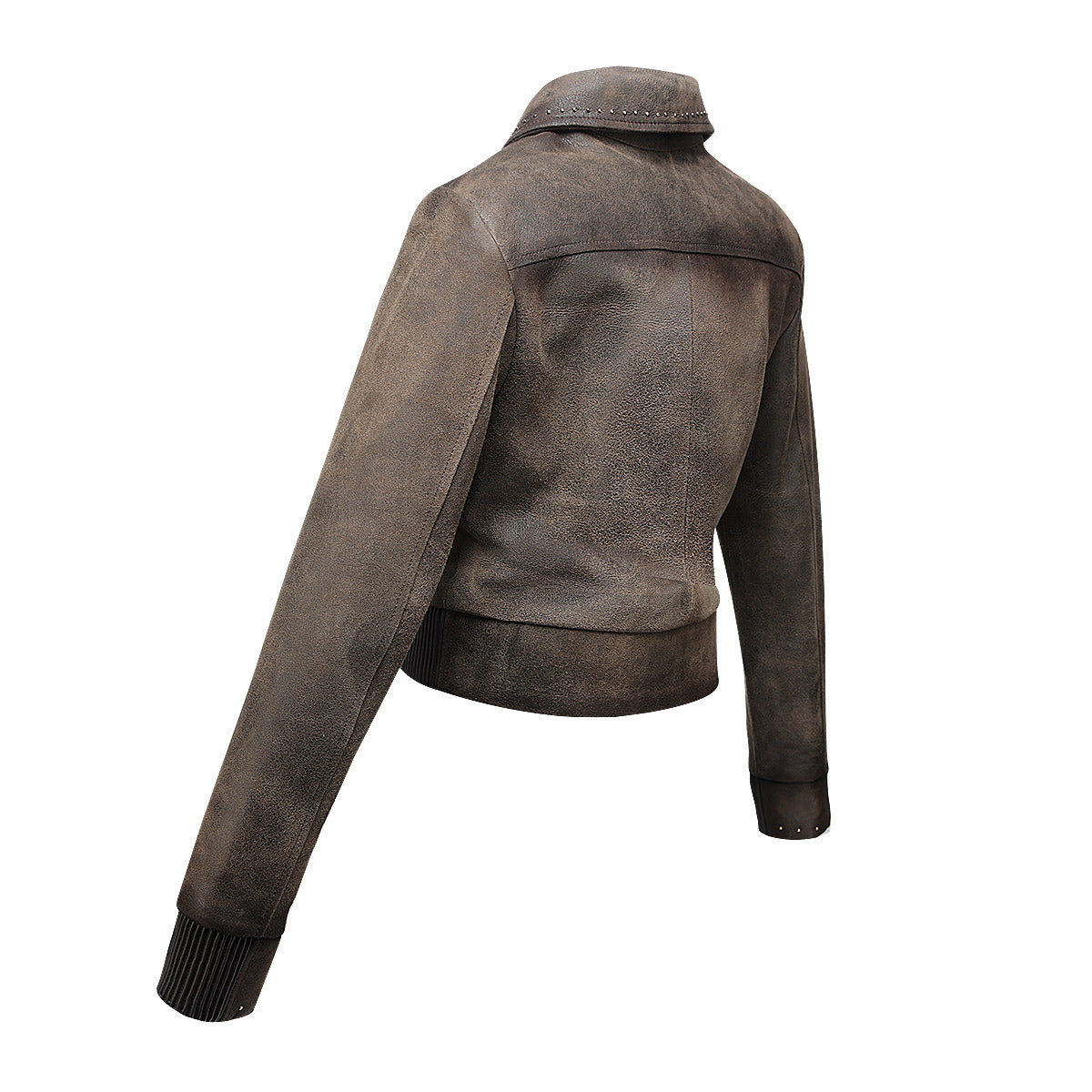 Cuadra Brown Elastic & Studs & ZIpper Jacklet JC344