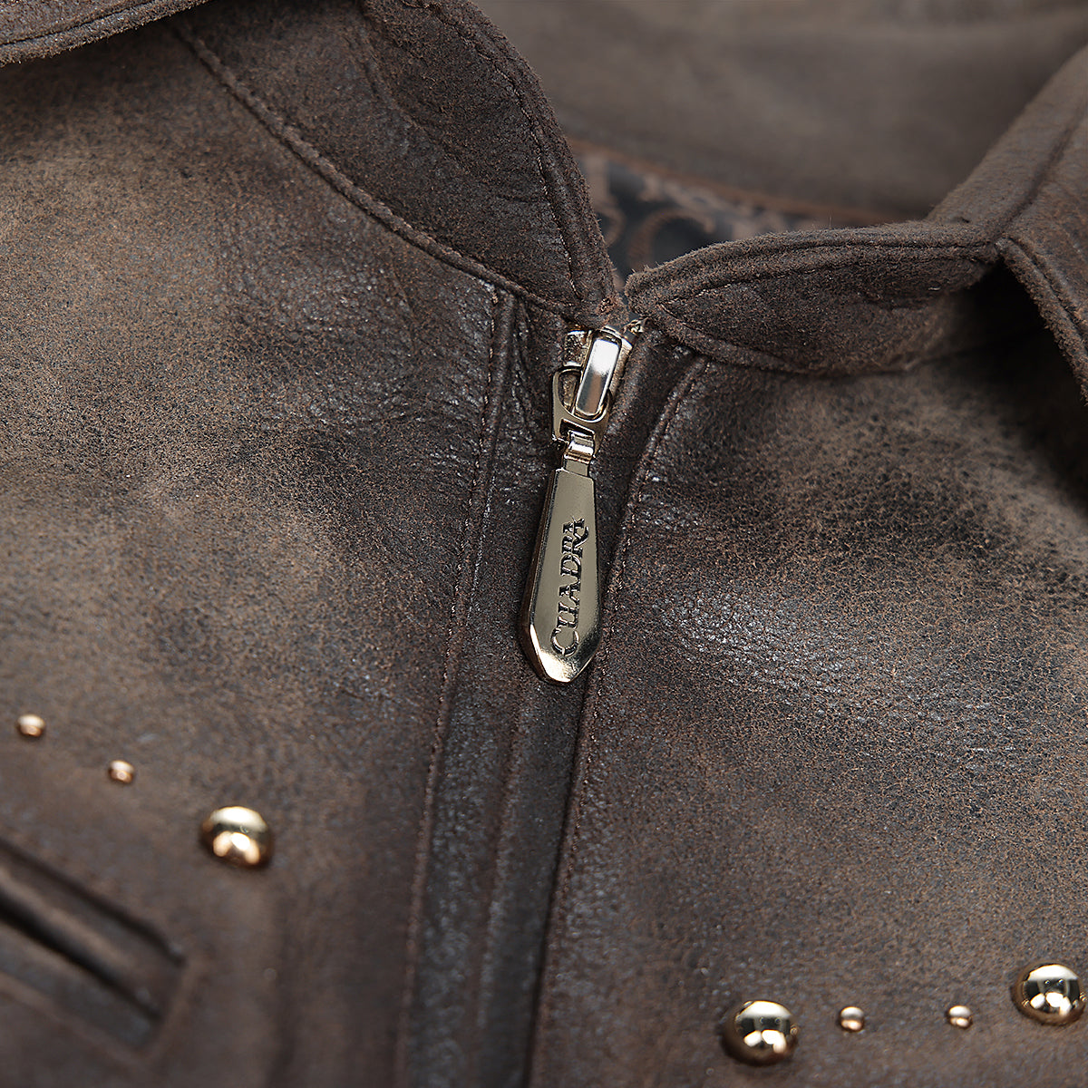 Cuadra Brown Elastic & Studs & ZIpper Jacklet JC344