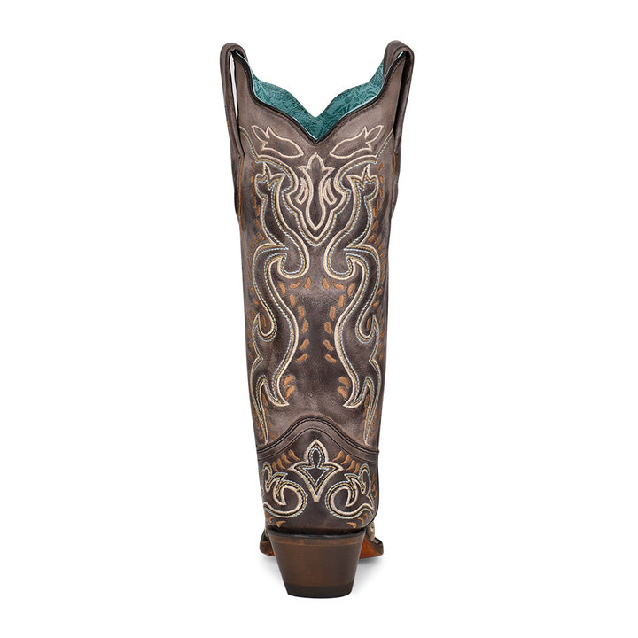 Brown White Embroidery Snip Toe