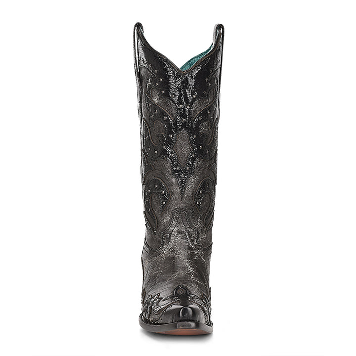 Black Overlay & Embroidery & Studs Wing Tip