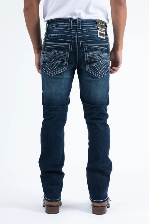Corded Chevron Bootcut Jeans Dark Denim Blue PHD11103